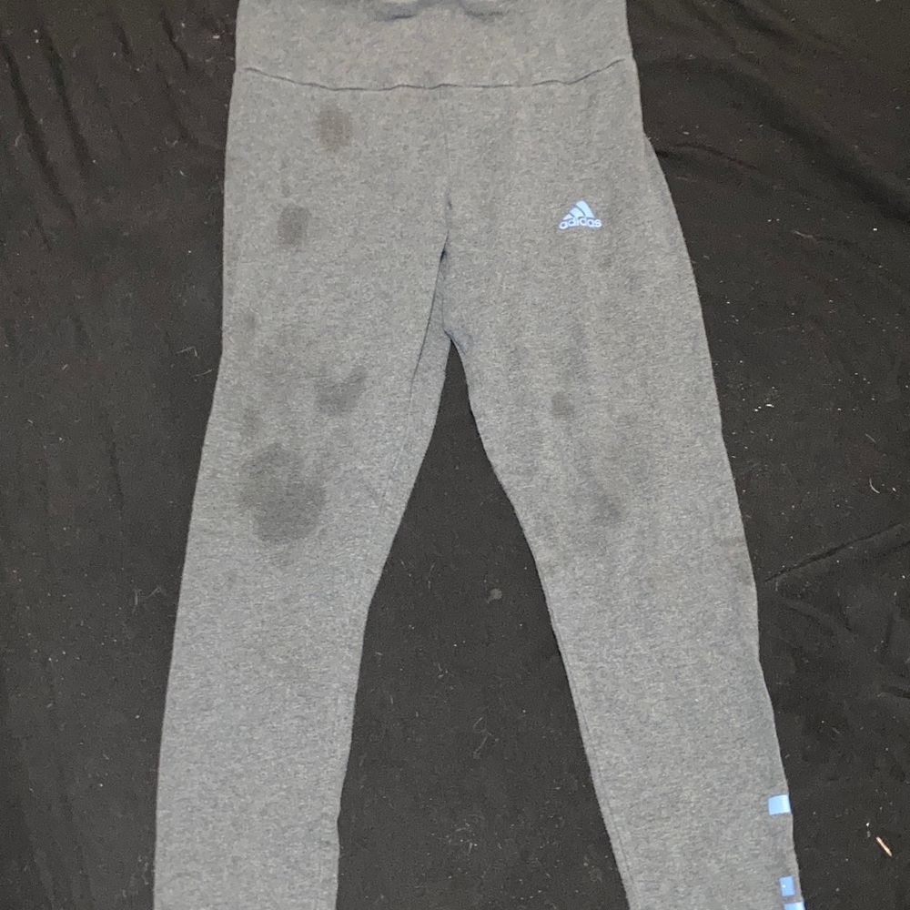 Adidas Kids Charcoal Leggings with Blue Logo